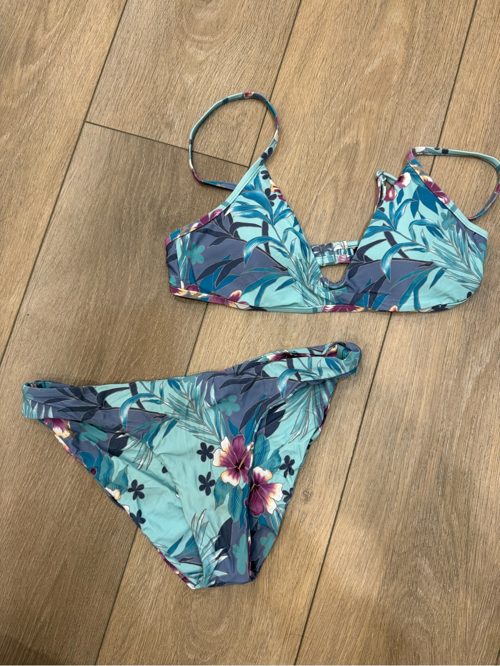 Volcom Women’s Teal Floral Bikini Set - Tropical Print